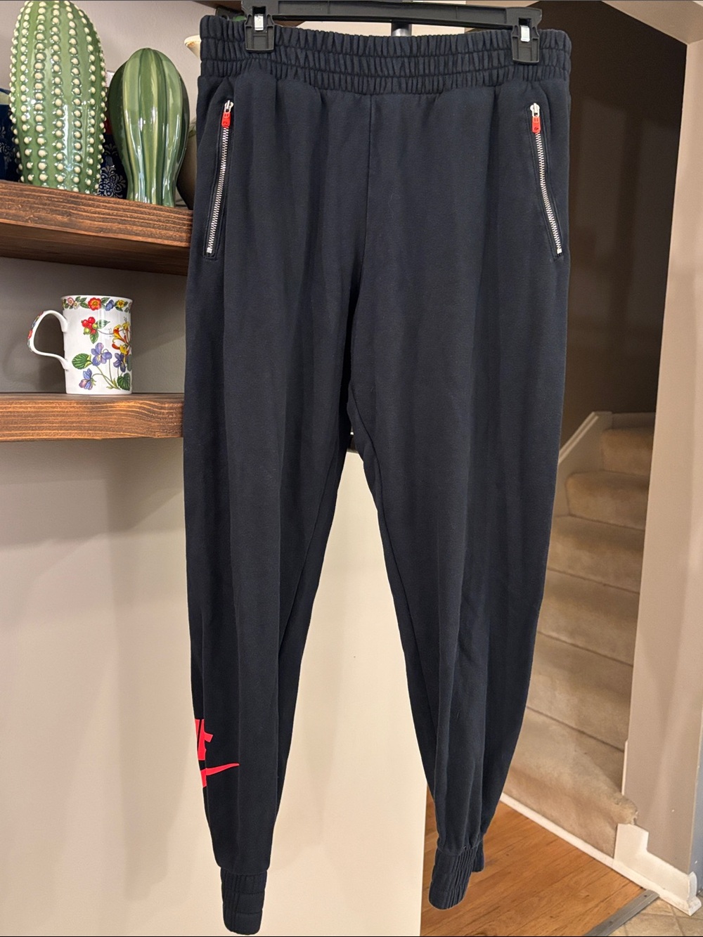 Nike Black Joggers with Red Logo Accents | Women’s Medium